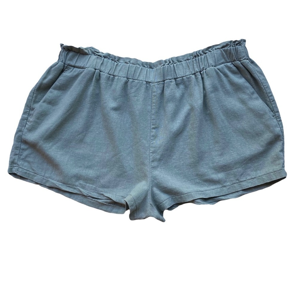 Paper Bag Linen Shorts Womens XL Just Be High Waist Coastal Beachy Sage Green